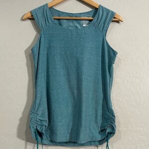 Merrell Opti-Wick UPF 50 Turquoise Ruched Side Active Tank Top Medium Outdoors